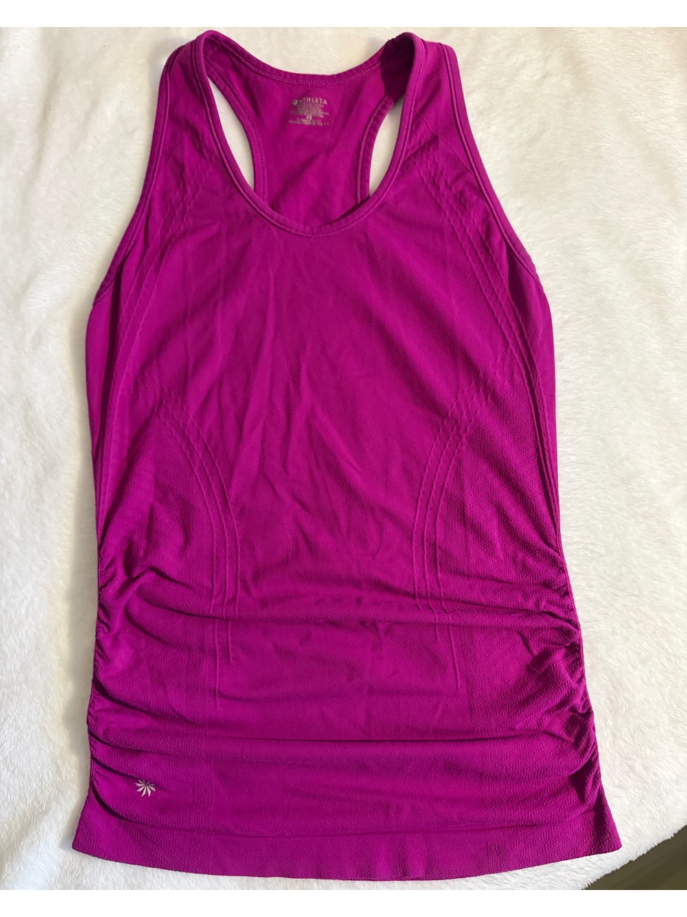 Athleta Magenta Racerback tank. XS with ruching